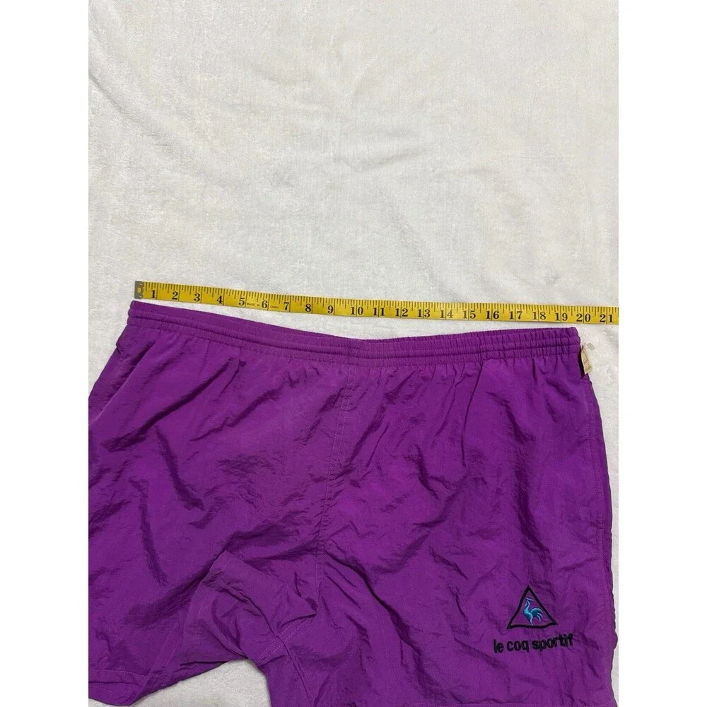 Vintage Le Coq Sportif Swim Trunks Adult XL Purple Swimsuit Shorts 1980s Logo